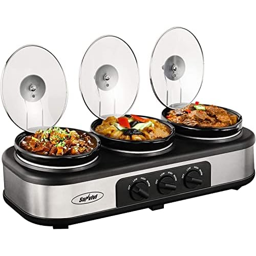 Sunvivi Slow Cooker, Triple Slow Cooker Buffet Ser