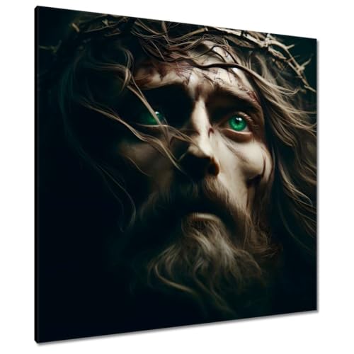 Peinture imprimée sur toile inspirante de Jésus couronné d'épines 90 x 90 cm