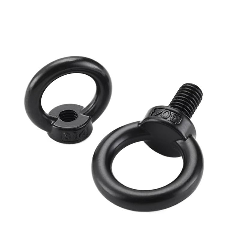 SHUNMIN Tornillo con Argolla Tornillos y Tuercas for Anillos de elevación de Acero Inoxidable 304 con Revestimiento Negro M3 M4 M5 M6 M8 M10 M12 M14 M16 M18 M20 M24 Tornillo con Anilla(M8x14mm 10pcs)