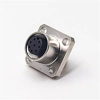 Vista 1 de Elecbee M12 conector hembra 8 Pin Socket 4 agujero brida montaje soldadura taza para cable