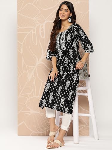 Image of Libas Embroidered Cotton Straight Kurta