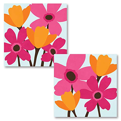 Bright And Colorful Graphic Spring Flowers; Two 12X12In Prints #TOP10