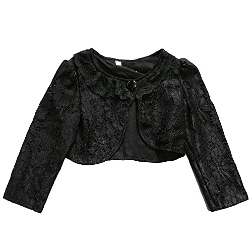 Girl Lace Bolero Shrug Long Sleeve Button Closure Cardigan Jacket Toddler Princess Evening Dress Cover Up