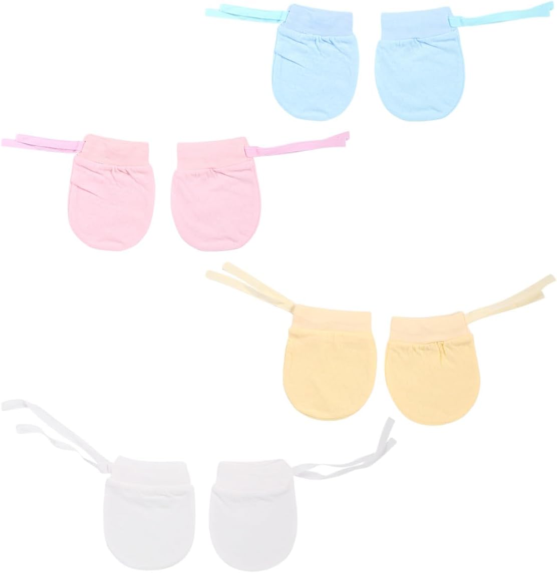 Ipetboom 4 Pairs Newborn Anti-Scratch Cotton Gloves Protective Mittens for Babies Soft and Breathable for Preventing Scratches and Facial Injuries Random Color