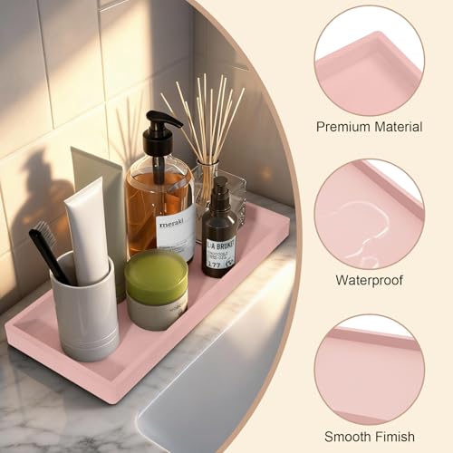 Badezimmer-Waschtischablage 30 x 12,5 cm, Aufbewahrung für Küchenspüle aus Silikon, rutschfeste und leicht zu reinigende Badezimmer-Arbeitsplatte, geeignet für Kerzen, Schmuck, Seife.