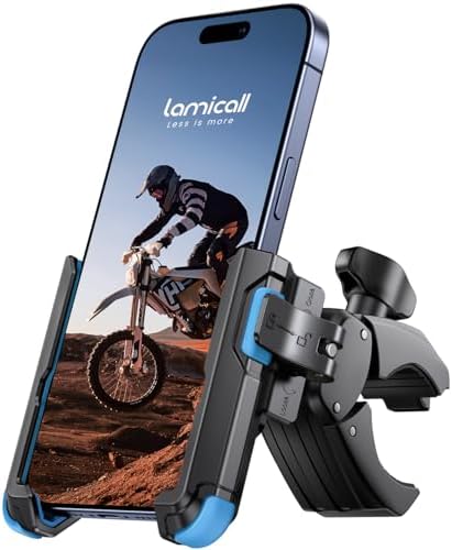 Lamicall Handyhalterung Motorrad Fahrrad Handyhalter Handy Fahrradhalterung | [1s-Sperre] Universal 360° Drehbare für Kamera Handy Halterung Fahrradlenker für iPhone 18 17 16 15 Du