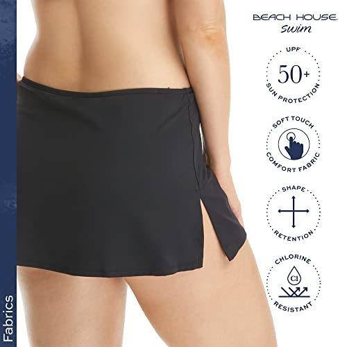 Beach House Charlotte Pull On Swim Skirt — Full Coverage Bikini Bottom, Upf, Colorfast — Charlotte, Black, 10 #TOP2