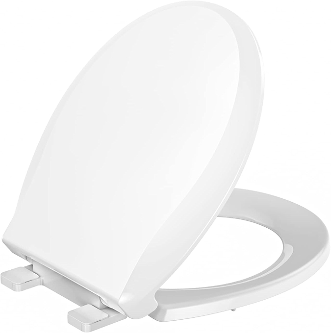 慢闭合圆形马桶盖，静音耐用，易于安装与清洁，白色