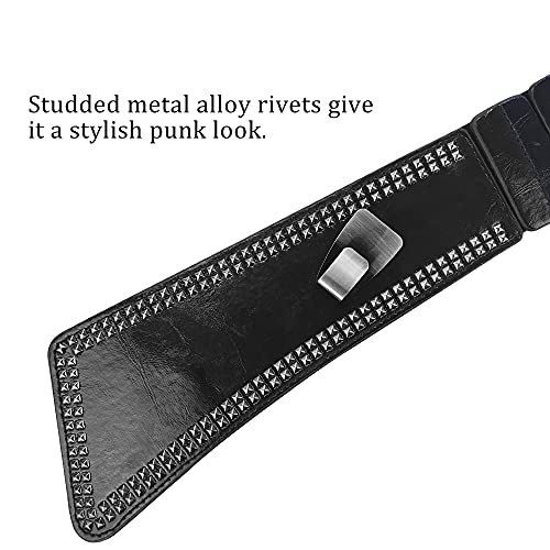 Elastic Belts For Women Studded Belt For Dress Black Waist Belt 80S Accessories #TOP5