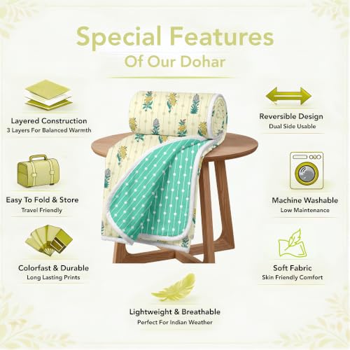 Image of Divine Casa Microfiber Reversible Single Bed Dohar 120 GSM | Soft Lightweight AC Dohar | All Season Reversible Bedding | Breathable & Skin Friendly | Machine Washable | 210 x 140 cm