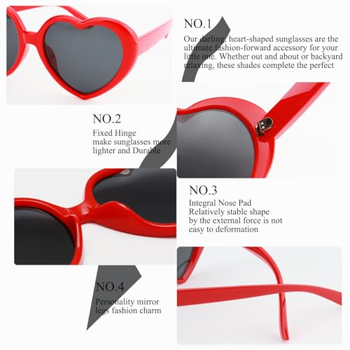 Girls Heart Sunglasses Polarized UV 400 Protection Vintage Kids Love Heart Sunglasses for Age 3-10 Years4
