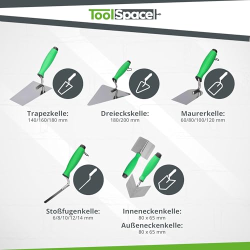ToolSpace Stoßfugenkelle Schmal Rostfreie 6 mm Fugenkelle Edelstahl Fugeisen Fugen Mörtel Joint Trowel Putzkelle Schmal Ergonomisch Griff Renovierung Maurerarbeiten BAU Reparatur Fugkelle Made in EU