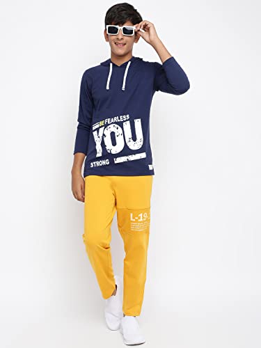 Image of Li'l Tomatoes Boys Regular Fit Printed Hooded Cotton Tshirt Navy