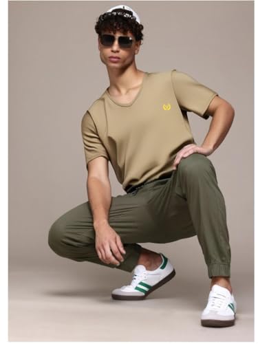 Image of Mack Jonney Regular Solid Cotton Blend V Neck T Shirt for Men