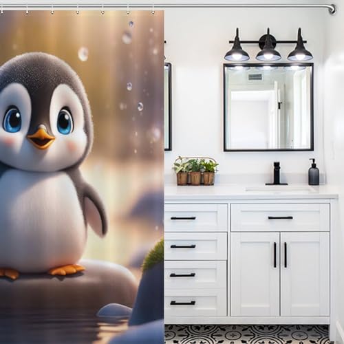 Rideau de douche manchot en polyester lavable 140x183cm pour baignoire familiale