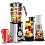 Jug Blenders, Uten Smoothie Blender 1.25L, 5-in-1 Multi-Functional Smoothie Maker and Mixer for Juicers Fruit Vegetable 380W Automatic Blender Ice Crusher with 22,000 RPM/Min