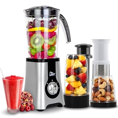 Blender Smoothie 1,25 l, 380 W, mini blender kuchenny, blender 5 w 1 do koktajli mlecznych, soków owocowych i warzywnych, przenośny blender do uprawiania sportu, podróży i domu