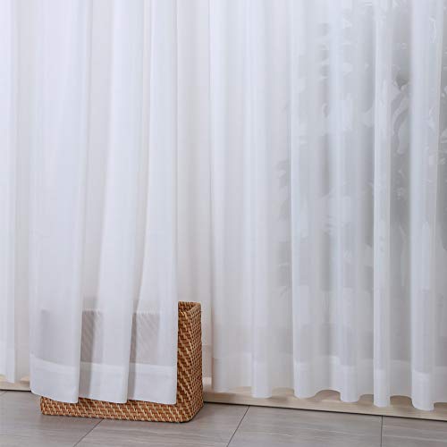 Amazon｜レースカーテン 断熱 UVカット 2倍ヒダ カンナレース 幅150×丈