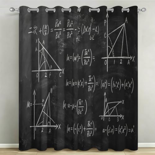 Cortinas Opacas Fórmula Matemática Cortinas Térmicas Aislantes Ojales 2 Piezas 3D Tema Educativo de la Sala de Estudio. Cortina Blackout Dormitorios de Niños Cocina Ventanas Bajas 100x160 cm C/1456