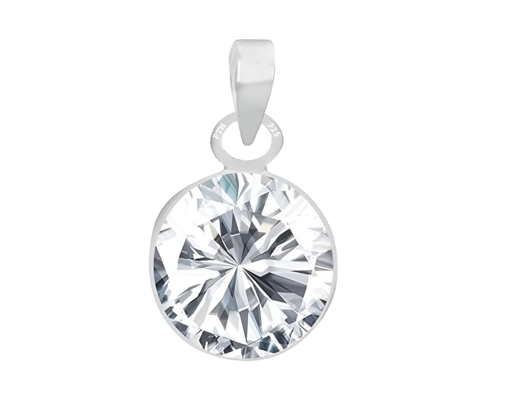 PTM American Diamond/Zircon 3.25 to 10.25 Ratti or 3.00 to 9.50 Carat Astrological Certified Gemstone bis Hallmark 925 Sterling Silver Pendant for Men & Women