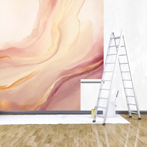 Papier peint intissé rose marbre pour masquer défauts mur