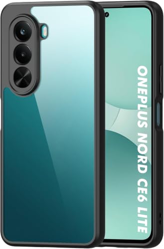 Image of VONZEE Clear Back Case Cover for OnePlus Nord CE6 Lite 5G | Shockproof Design | Hard Back Cover Case for OnePlus Nord CE6 Lite 5G (PC & TPU, Black)