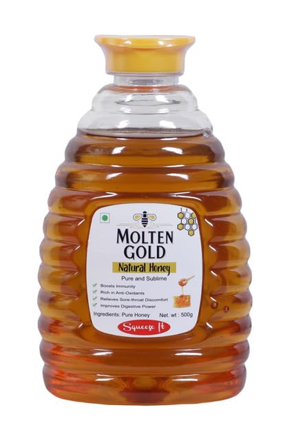 Molten Gold Natural Honey – 500g | Squeezy Bottle | Pure and Natural Honey | Immunity Booster