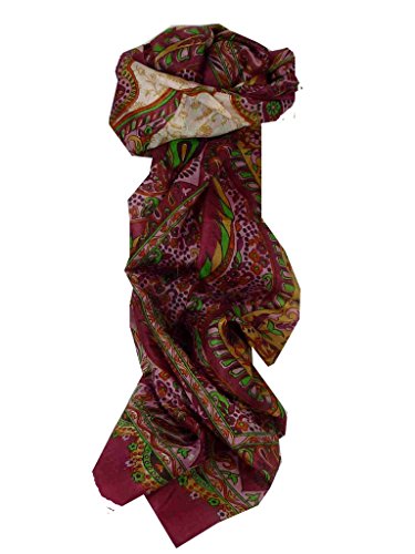 Pashmina & Silk Bufanda Tradicional de Seda Largo Alampur Red