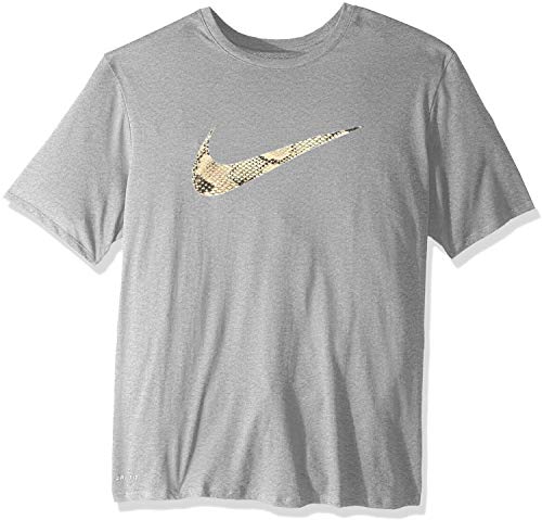 Nike Men's Swoosh Print Graphic Tee (X-Large, Heather Grey)