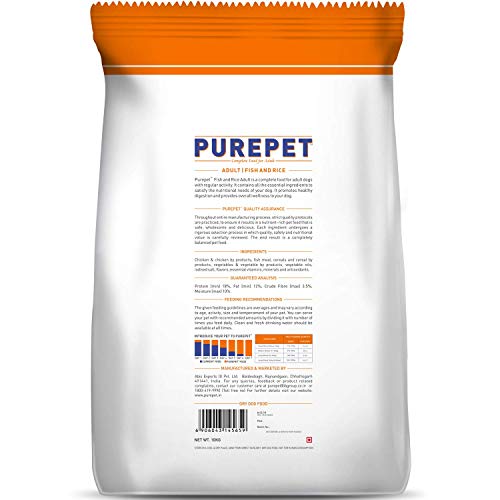 Image of Purepet Chicken and Vegetables Adult Dog Food, 9 kg & Fish and Rice Dog Adult, 10kg