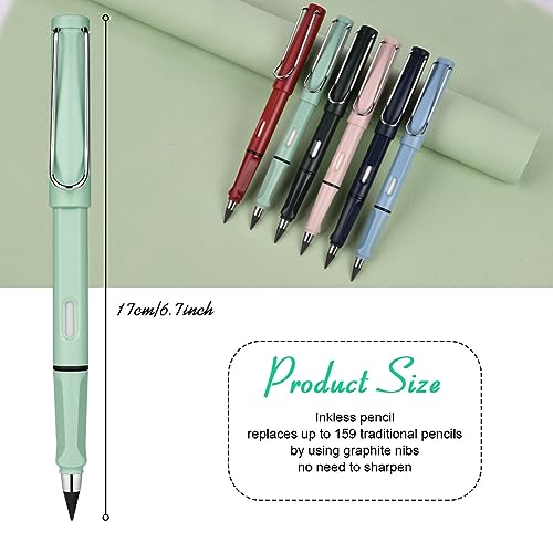 OFFCUP 6 PCS Inkless Pencil, Infinity Pencil with 6pcs Replacement Nibs and 2pcs Eraser, Reusable Everlasting Pencils - Image 2