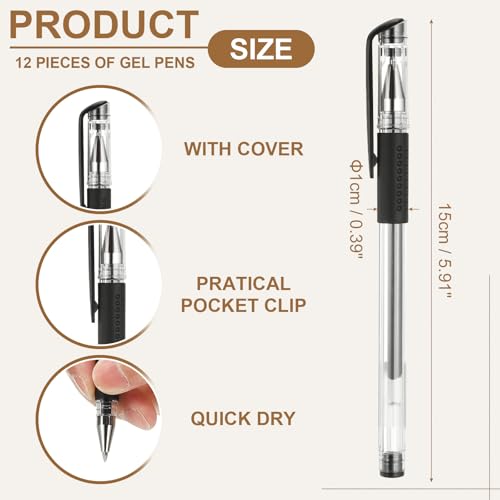 Bolígrafos de Gel PATIKIL 0.7mm, 12 unidades tinta negra miniatura 2