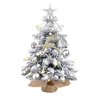 Albero di Natale artificiale, 60 cm, piccolo albero di Natale con illuminazione a LED, stella punta dell'albero, palla da appendere, confezione regalo di Natale, albero di Natale per casa, ufficio