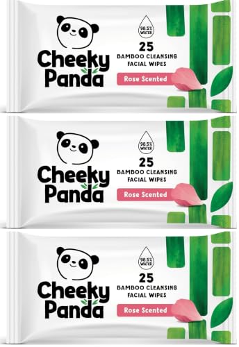 Image of The Cheeky Panda Bamboo Facial Make Up Remover Wipes | Sustainable Face Wipes Eye Makeup Remover | Rose Scented Pack of 75 Face Wipes | 99% Purified Water