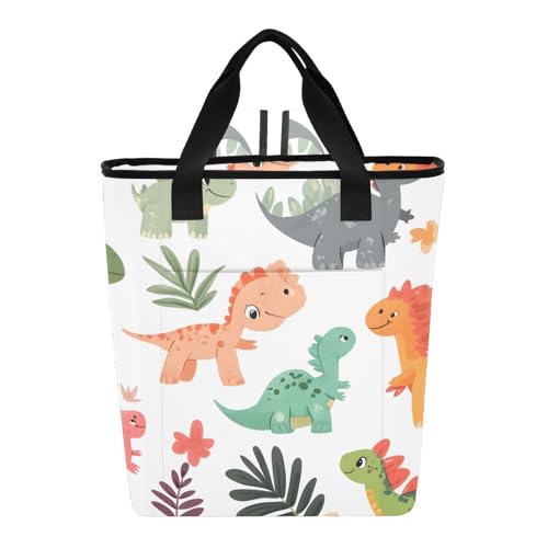 Bokkoy Colorful Dinosaur Array Insulated Cooler Bag with Ice Pack?Large Capacity Waterproof Thermal Lunch Bag?Reusable Cooler Bags for Picnic, Travel