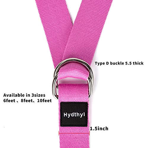 Hydthyl Yoga Strap With Adjustable D-Ring Buckle, 6/8/10 Feet, Durable Soft Material Exercise Belt With Portable Carry Bag For Yoga, Physical Therapy, Pilates, Dance, Stretch #TOP2