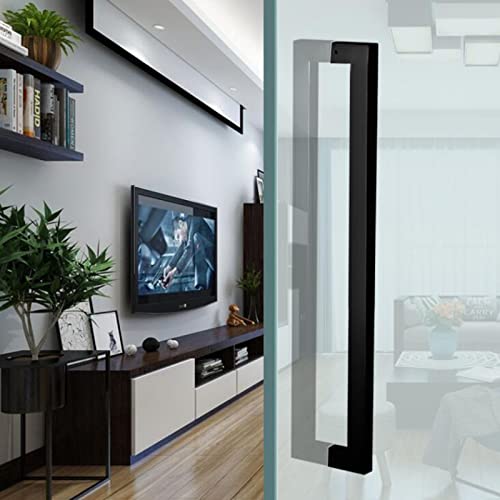 Poignée de traction double face noire mate pour porte en verre lourde