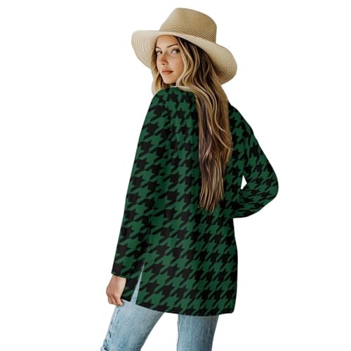 Image of Women's Aztec Open-Front Jacket Lightweight Casual Outerwear Native Western Aztec Pattern & Plaid Houndstooth Print