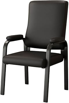 YCKEGEW Conference Room Chairs Waitting Armchairs with Back Support,Home Study Room Reading Chairs with Metal Legs,Guest Reception Chair Leather CushionBlack