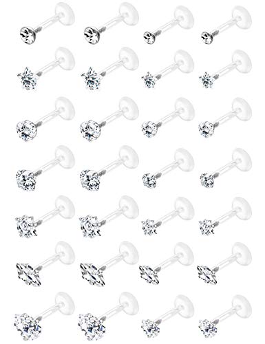 Jstyle 14Pairs 16G Forward Helix Cartilage Tragus Earring Studs Internal Threaded Labret Lip Monroe Ring 8MM Barbell Body Piercing Jewelry3