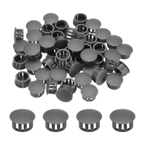 Image of MECCANIXITY 64PCS 16mm(5 /8 inch) Dark Grey Plastic Hole Plugs, Flush Type Panel Hole Plugs Insert End Caps for Locking Hole Tubes Furniture Cabinet