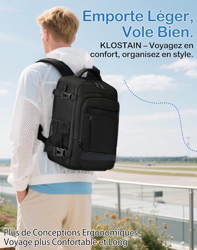 Sac Cabine Ryanair 40X30X20 : KLOSTAIN Sac à dos Voyage Cabine Avion 40x30x20 Bagage Cabine 24L... – Image 6