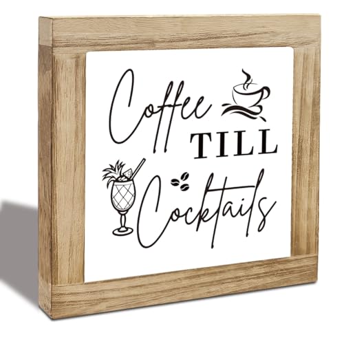 Coffee Bar Decor Wooden Plaque 5.9x5.9x0.7in