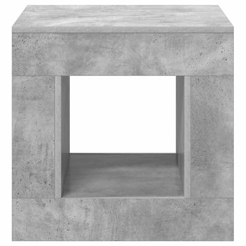 Table basse gris béton 51,5 cm d'appoint industrielle avec étagère de rangement salon