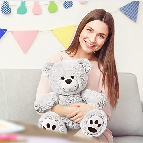 Lotfancy Teddy Bear Stuffed Animal, 20 Inch Gray Stuffed Bear Plush Toy, With Cute Footprints, Gift For Kids Baby Toddlers On Baby Shower, Birthday, Christmas, Valentine's Day, Easter Decoration #TOP6