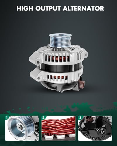 SCITOO Alternator Fits for Honda CR-V 07-09, for Civic 06-10, for Accord 03-07, Element 03-09 & for Acura CSX 06-08, TSX 04-08, 2.0L 2.4L- 12V 105Amp CW 7-Groove Pulley, Replace OE 13980 - Thumbnail 5