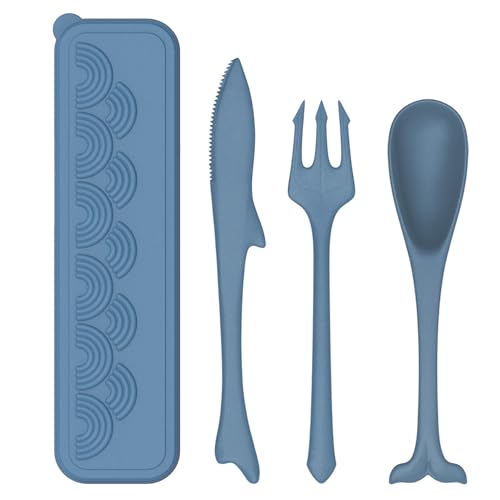 Travel Cutlery Set with Case - 1-Piece Reusable Plastic Spoons, Forks & Knives, BPA-Free Ocean Themed Utensils for Camping, Picnic, School, Office & Lunch - Portable & Dishwasher Safe Travel Cutlery Set with Case - 1-Piece Reusable Plastic Spoons, Forks & Knives, BPA-Free Ocean Themed Utensils for Camping, Picnic, School, Office & Lunch - Portable & Dishwasher Safe