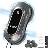 AOQUFUL Intelligent Window Cleaning Robot, Electric Glass Cleaner with Dual Water Spray, Automatic Window Vacuum with Remote Control and App, for Indoor and Outdoor Windows and Glass,12 Cloths, Grey