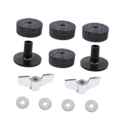 LIOOBO Cymbal Felt Washer Set Durable Felt Washers Sleeves for Drum Set Protective Accessory for Cymbals High Performance Drum Hardware Silver Grey