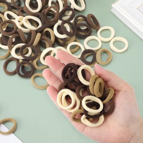 Image of Diversa Small Hair Elastics Kids Hair Bands Baby Girl Hair Rubber Bands Tiny Ponytail Holders Soft Mini Hair Ties (Dark Multicolor, Pack of 100 Pcs)